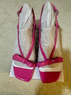 Marc Fisher Hot Pink Patent Leather Dress Sandals Size 9.5